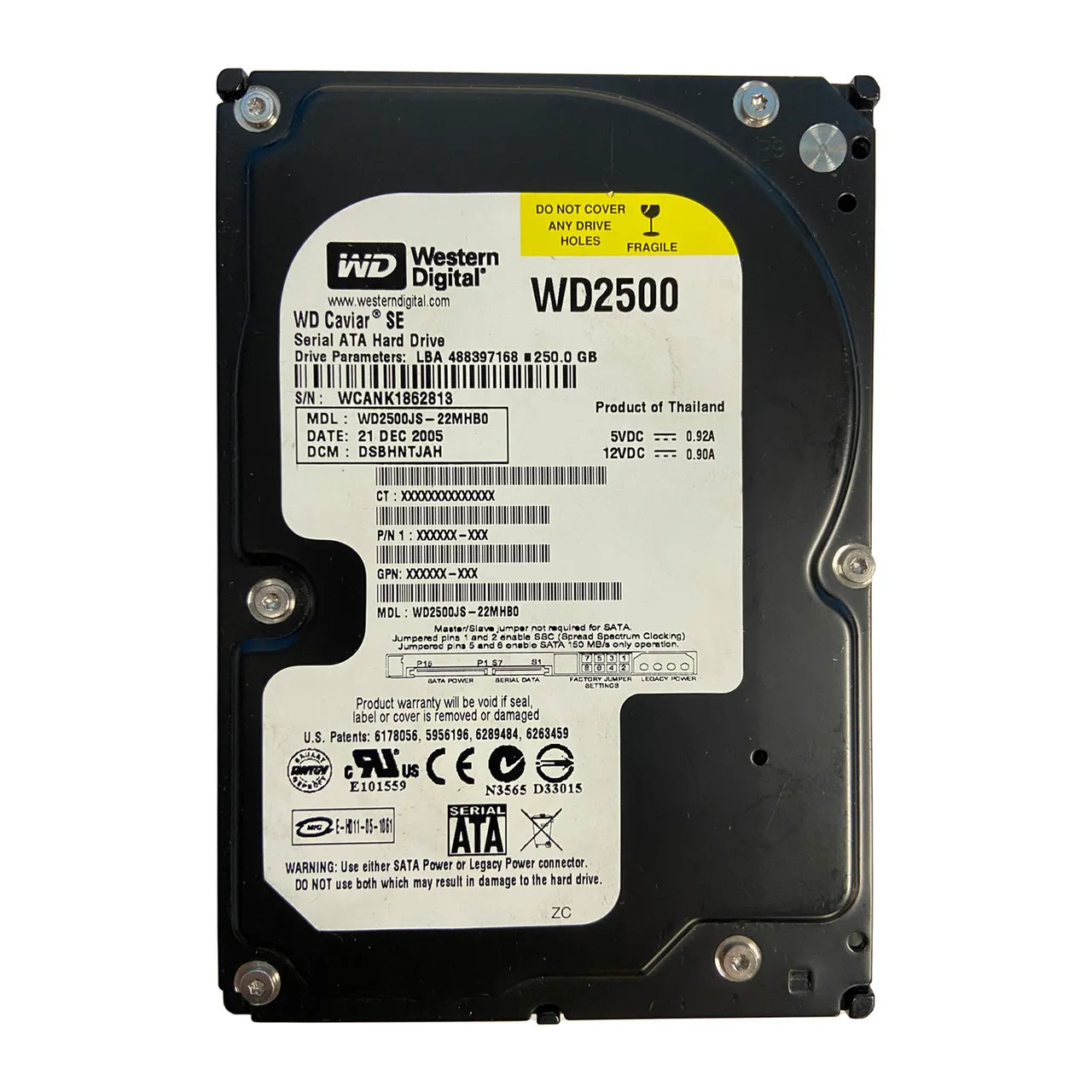 WD2500JS WESTERN DIGITAL 500GB 7.2K 3.5INCH SATA HDD