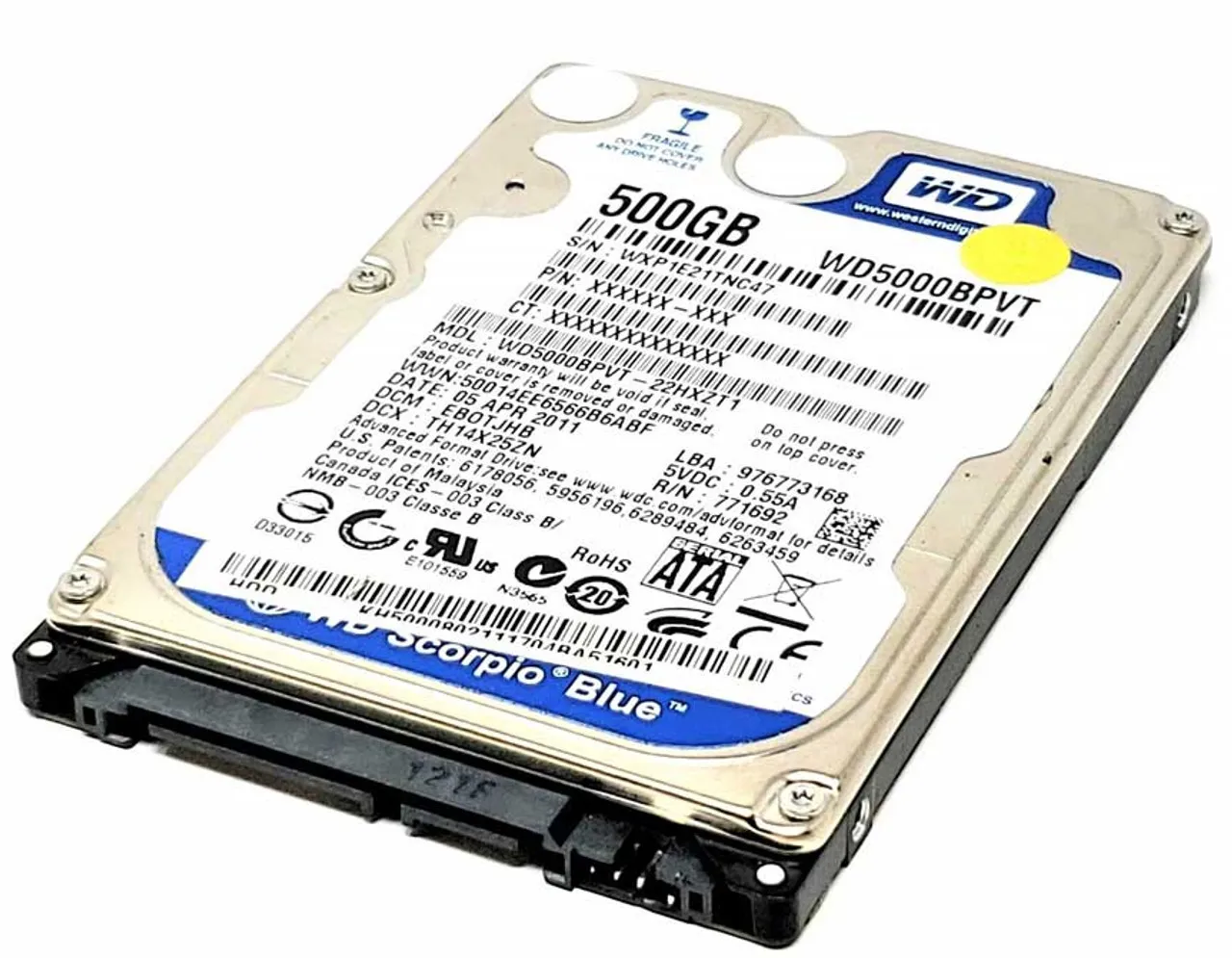 WD5000BPVT WD 500GB 5,4K 2,5INCH SATA HDD