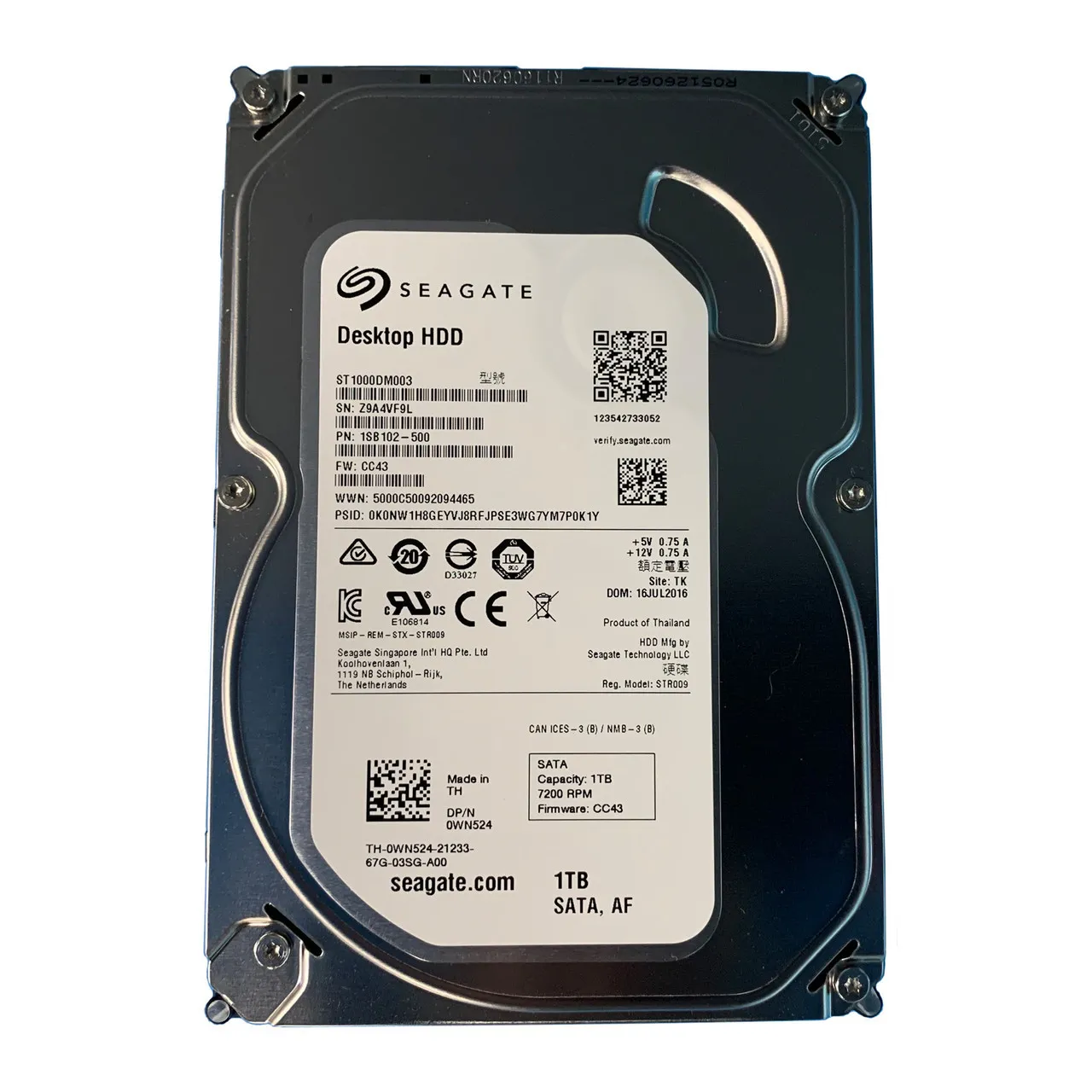 WN524 DELL 1TB 7,2K 6G 3,5INCH SATA HDD