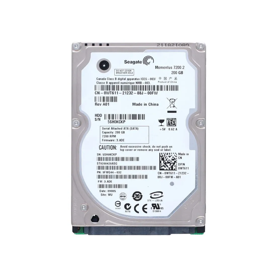 WT611 DELL 200GB 7.2K 3G 2.5INCH SATA HDD