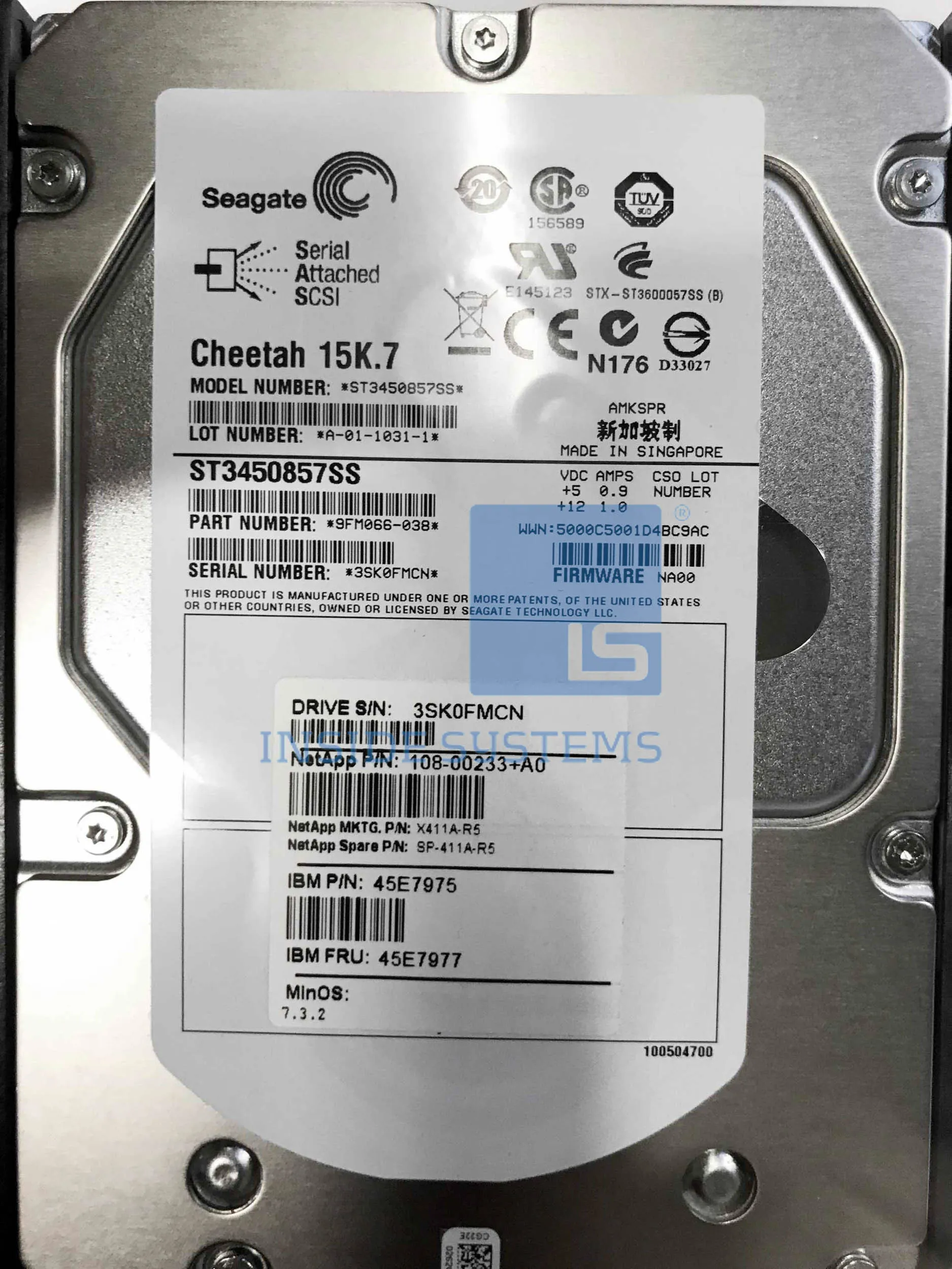 X411A-R5 NETAPP 450GB 15K 3GB SAS 3,5 HDD