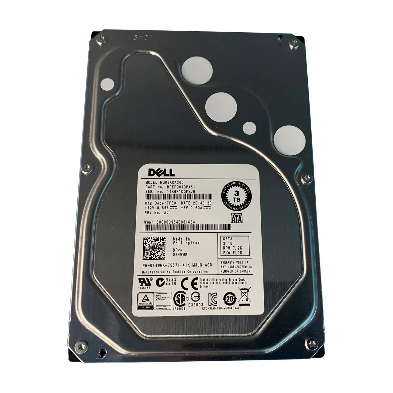 X4WMK DELL 3TB 7.2K 6G 3.5INCH SATA HDD