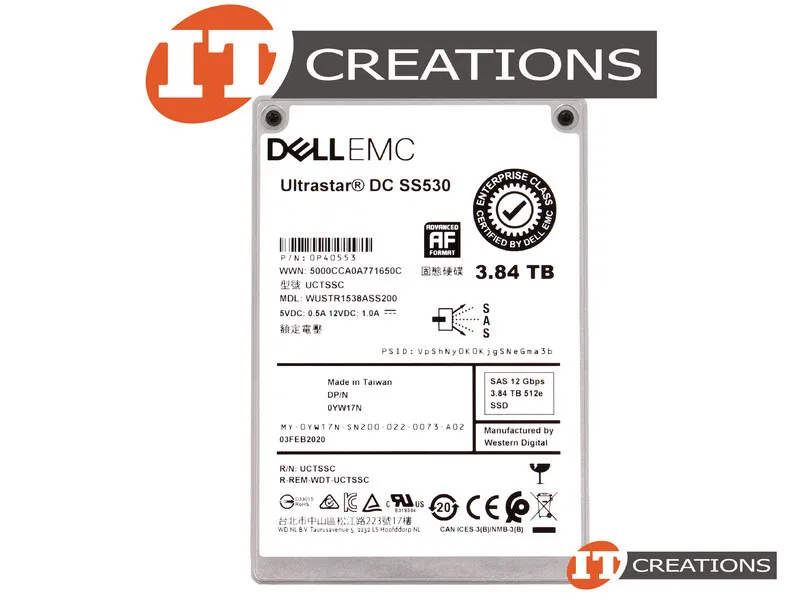 YW17N DELL 3,84TB 12G 2,5INCH TLC RI SAS SSD
