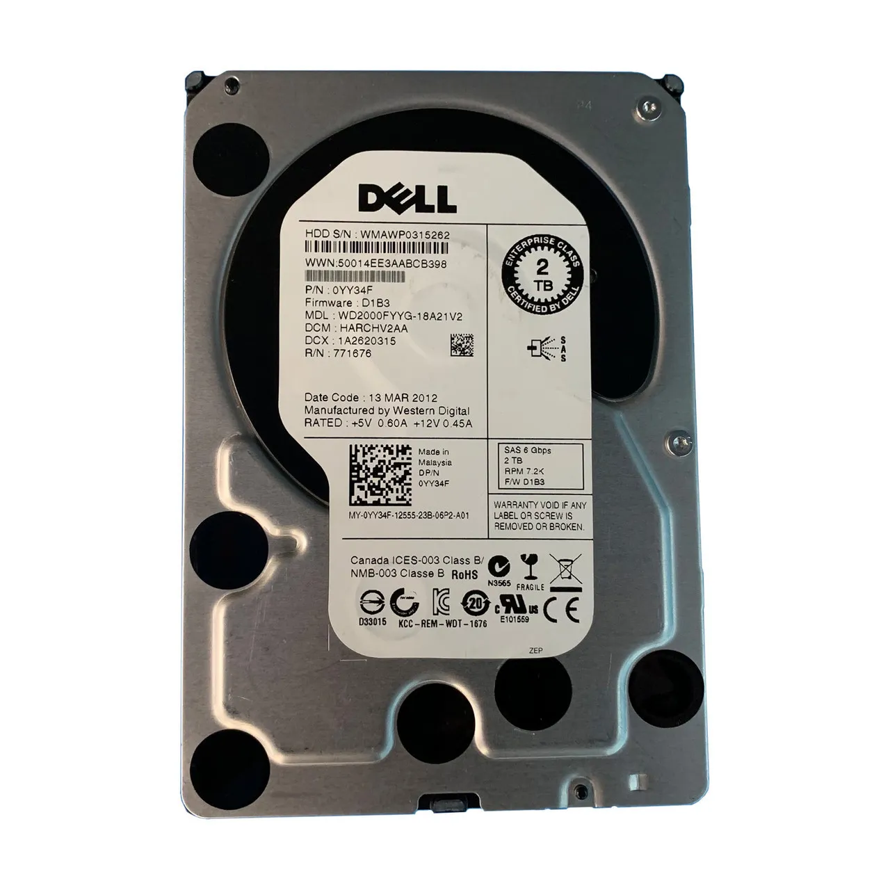 YY34F DELL 2TB 7,2K 6G 3,5IN SAS HDD